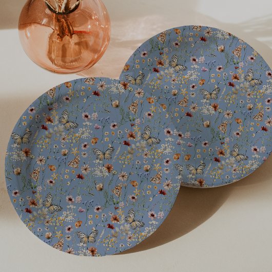 Blue Boho Butterflies Papieren Bordje