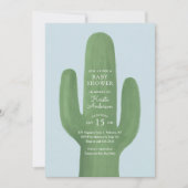 Blue Boho Cactus Boy Baby shower Invitation Kaart (Voorkant)