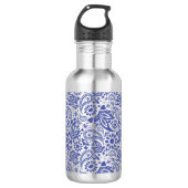  Blue Boho Chic Paisley Pattern Waterfles (Voorkant)