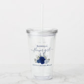 Blue Boho Chic Rozen Elegante Bloemenmeisje bruilo Acryl Drinkbeker (Voorkant)