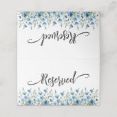 Blue Boho Chic Wildflowers Eenvoudige bruiloft ger Plaatskaartje (Buitenkant ongevouwen)