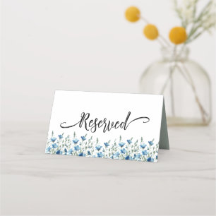 Blue Boho Chic Wildflowers Eenvoudige bruiloft ger Plaatskaartje