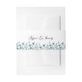 Blue Boho Chic Wildflowers Witte bruiloft Uitnodigingen Wikkel (Voorkant Voorbeeld)