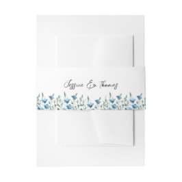 Blue Boho Chic Wildflowers Witte bruiloft Uitnodigingen Wikkel