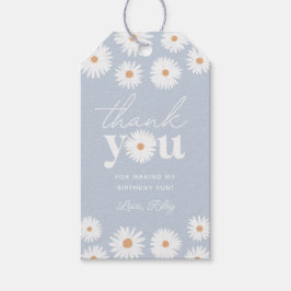 Blue Boho Daisy Birthday Party Hartelijk dank Cadeaulabel