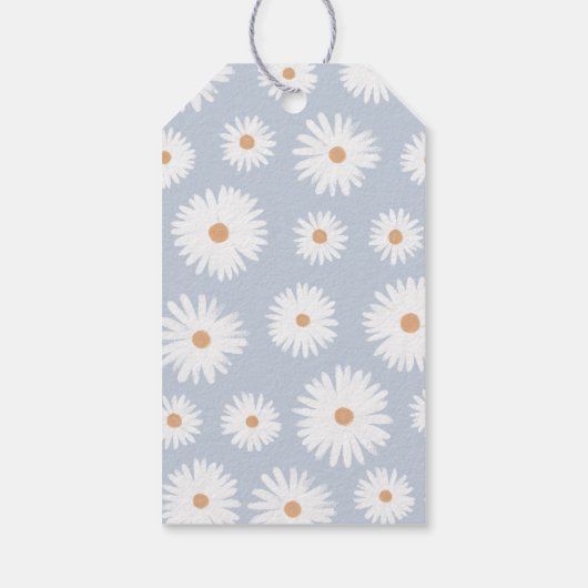 Blue Boho Daisy Birthday Party Hartelijk dank Cadeaulabel (Achterkant)