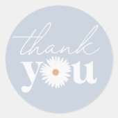 Blue Boho Daisy Birthday Party Hartelijk dank Ronde Sticker (Voorkant)