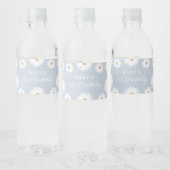 Blue Boho Daisy Birthday Party Waterfles Etiket (Flessen)