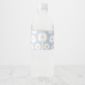 Blue Boho Daisy Birthday Party Waterfles Etiket (Achterkant)