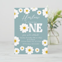 Blue Boho Daisy One Girl's eerste verjaardag