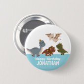 Blue Boho Dinosaur Ronde Button 5,7 Cm (Voorkant /achterkant)