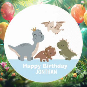 Blue Boho Dinosaurus Verjaardagsfeest Zandsteen Onderzetter