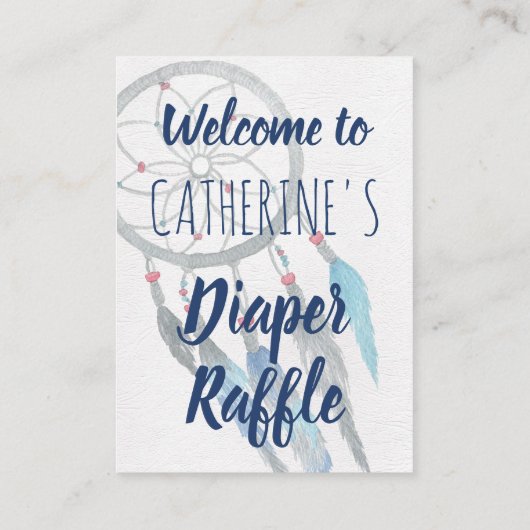 Blue Boho Dreamweaver Baby shower Informatiekaartje (Achterkant)
