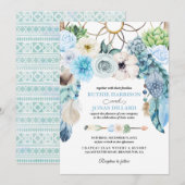Blue Boho Drocatcher Wedding Uitnodiging (Voorkant / Achterkant)
