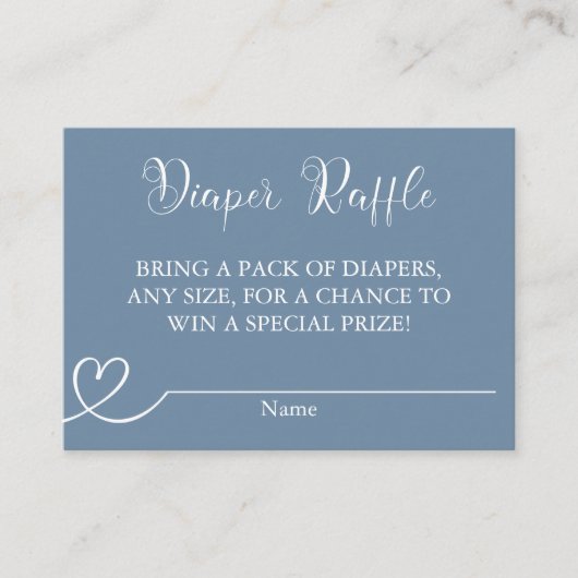 Blue Boho Elegant Modern Luier Raffle Baby shower Informatiekaartje (Voorkant)