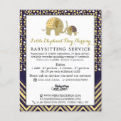 Blue Boho Elephant, Babysitter, Daycare, Nursery Flyer (Voorkant)