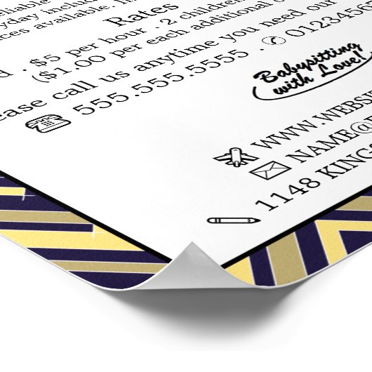 Blue Boho Elephant, Babysitter, Daycare, Nursery Poster (Hoek)