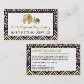 Blue Boho Elephant, Babysitter, Daycare, Nursery Visitekaartje (Voorkant / Achterkant)