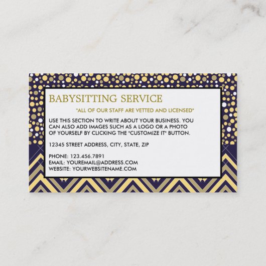 Blue Boho Elephant, Babysitter, Daycare, Nursery Visitekaartje (Achterkant)