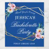  Blue Boho Feather Bachelorette Party Wijn Etiket (Enkel label)