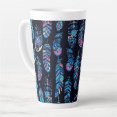 Blue Boho Feathers Pattern Latte Mok (Linkerhoek)