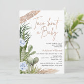 Blue Boho Fiesta Taco Over Een Baby Baby shower Kaart (Staand voorkant)
