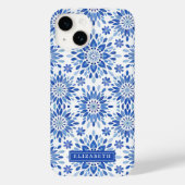 Blue Boho Floral Abstracte Patroonnaam Case-Mate iPhone Case (Achterkant)