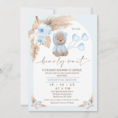 Blue Boho Floral Arch Barly Wait Baby shower Kaart (Voorkant)