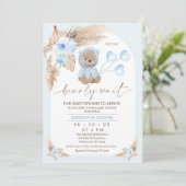Blue Boho Floral Arch Barly Wait Baby shower Kaart (Staand voorkant)