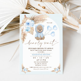 Blue Boho Floral Arch Barly Wait Baby shower Kaart