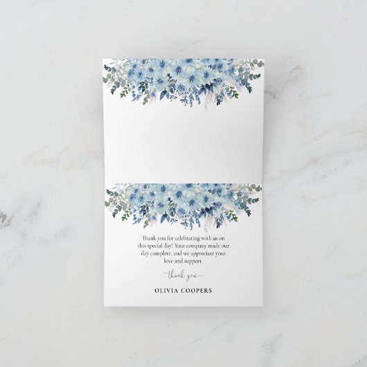 Blue Boho Floral Baby shower Bedankt Card (Binnen)