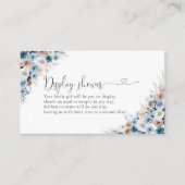 Blue Boho Floral Baby shower Display Kaart (Voorkant)