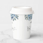 Blue Boho Floral Baby shower Paper Cup Papieren Bekers (Rechts)