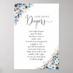 Blue Boho Floral Baby shower Poster