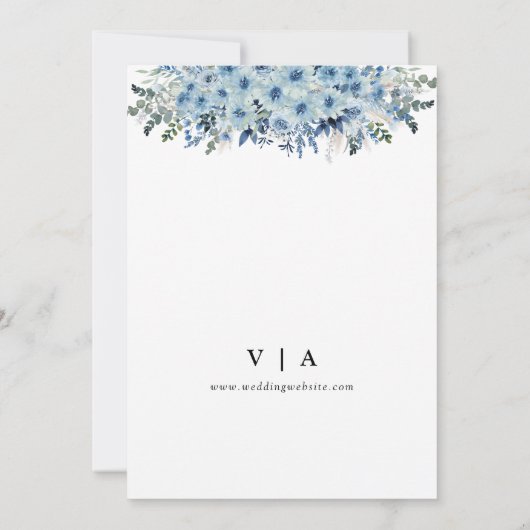 Blue Boho Floral Bewaar de datum met foto Save The Date (Achterkant)