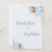 Blue Boho Floral Butterfly Kisses Baby shower Kaart (Achterkant)
