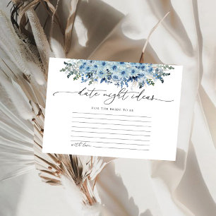 Blue Boho Floral Date Night Ideeën Kaart