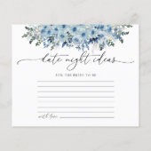 Blue Boho Floral Date Night Ideeën Kaart (Achterkant)