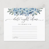 Blue Boho Floral Date Night Ideeën Kaart (Voorkant)