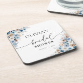 Blue Boho Floral drankenachtbaan Bier Onderzetter (Linkerzijde)