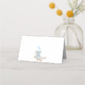 Blue Boho Floral Elephant Baby shower Place Card Plaatskaartje (Achterkant)
