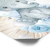 Blue Boho Floral Elephant Baby shower Welkomstbord Foto Afdruk (Hoek)
