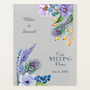 Blue Boho Floral Feather Wedding Planner