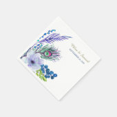 Blue Boho Floral Feather Wedding Servet (Hoek)