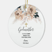 Blue Boho Floral Godmoeder keepomwille Keramisch Ornament (Links)