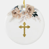 Blue Boho Floral Godmoeder keepomwille Keramisch Ornament (Achterkant)