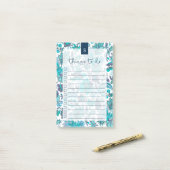 Blue Boho  Floral Lined to Do List Post-it® Notes (Op bureau)