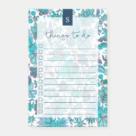 Blue Boho  Floral Lined to Do List Post-it® Notes