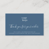 Blue Boho Floral Logo Bedankt Zakelijk Invoegen Visitekaartje (Voorkant)