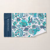 Blue Boho  Floral Monogram Bad Handdoek (Handdoek)